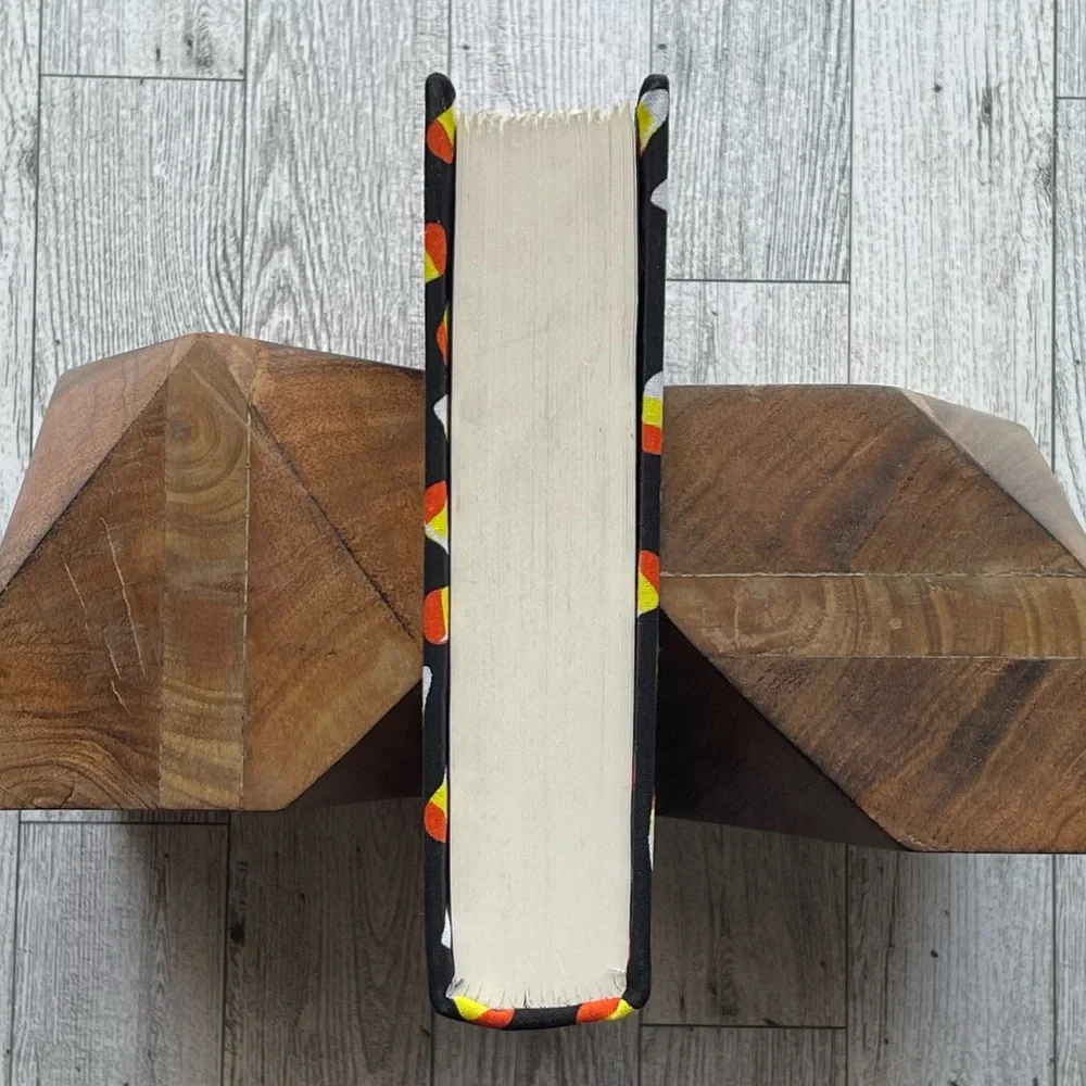 New Halloween Linen Wrapped Decorative Book Candy Corn Hand-Wrapped Spooky Decor - Picture 6 of 7